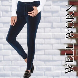 Well Worn | Ladies' High Rise Luxe Velvet Tapered Pants | Ink Blue | NWOT